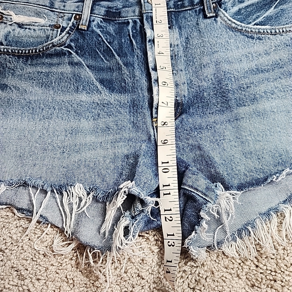 AGOLDE PARKER GRUDGE VINTAGE CUT OFF DENIM SHORTS Sz 32 ORGANIC COTTON - Picture 12 of 12